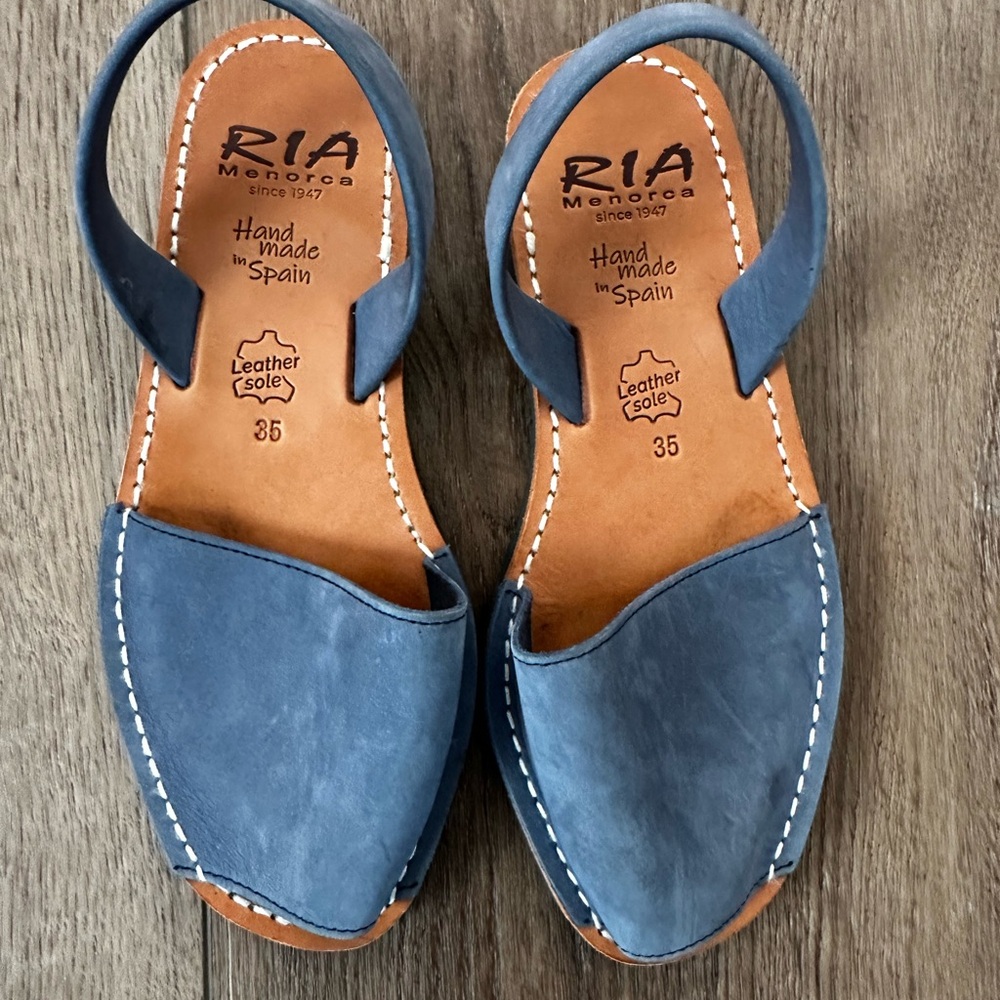Kids Blue Leather Sandals
